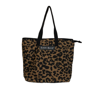 JUDY BLUE Cheetah‎ Print Canvas Two Handle Large Tote